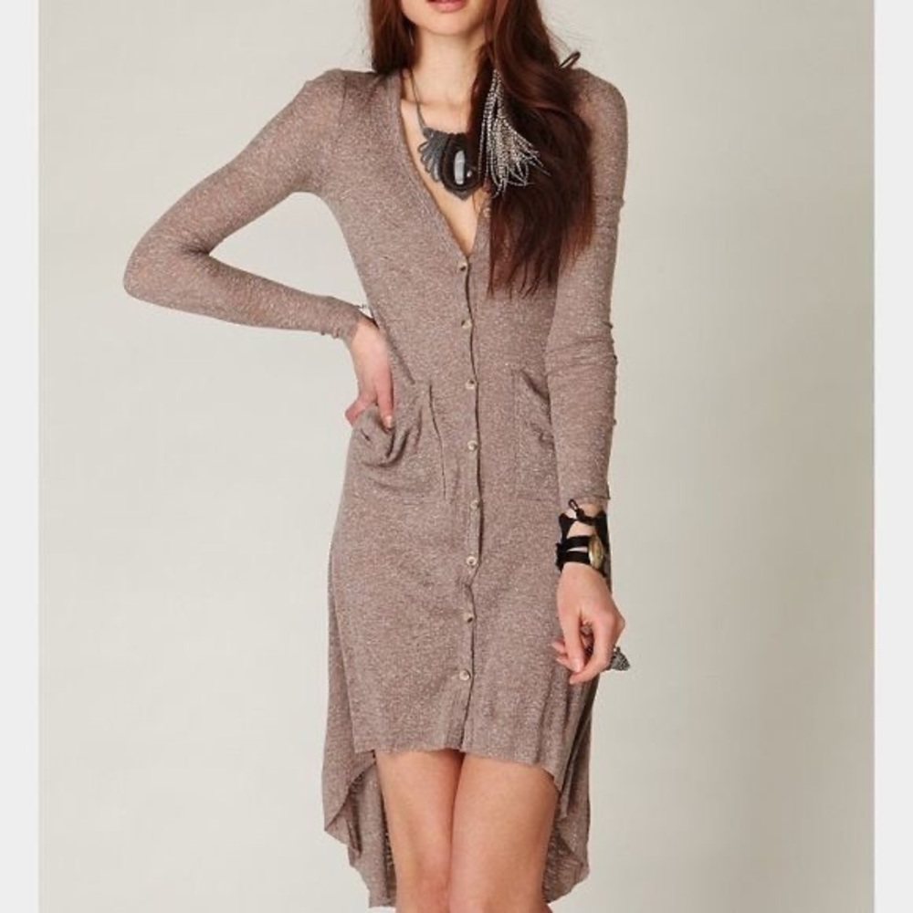 Free People Ribbed Up Maxi Cardigan